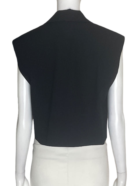 Blusa Zara Sin mangas Cuello v Negro - Talla 36