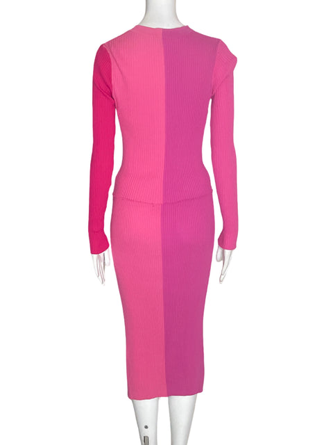Conjunto Staud Texturizado Falda/blusa Rosado - Talla M