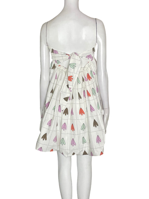 Vestido Sixxta de Algodón Strapless Estampado Blanco - Talla L
