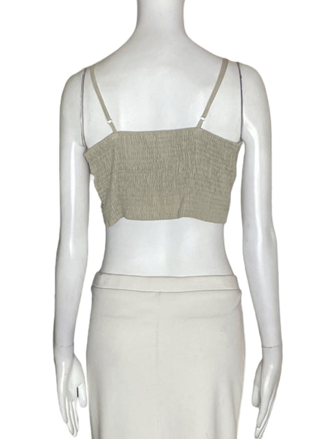 Top L Massimo Bordado Tiras Beige - Talla M