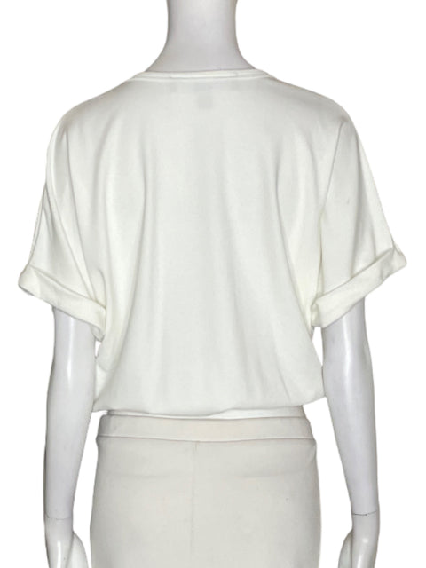 Blusa Studio F de Algodón Liso Bordado Blanco - Talla M