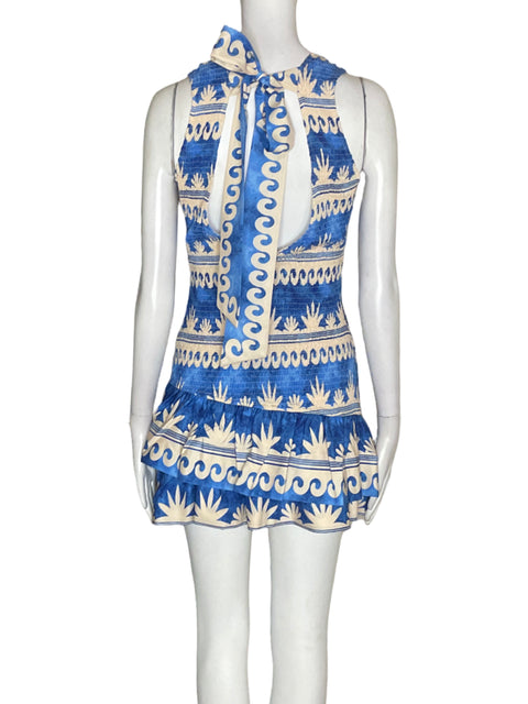 Vestido Her Bottari Sin mangas Ruchas Azul - Talla S