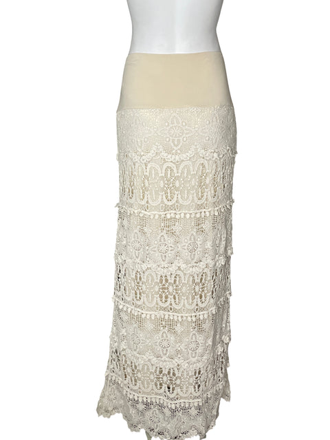 Falda Solitaire de Algodón Encaje Maxi Beige - Talla M