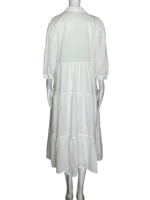 Vestido Zara de Algodón Maxi Manga larga Blanco - Talla S