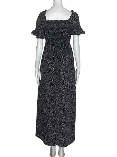 Vestido Max Studio Estamoado Abullonado Negro - Talla XS