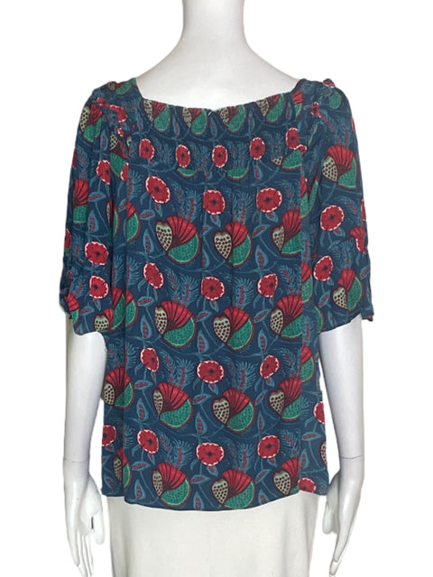 Blusa Maeve Estampado Cuello v Verde - Talla L