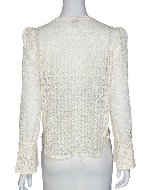 Blusa Hinge de Algodón Encaje Floral Beige - Talla XXS
