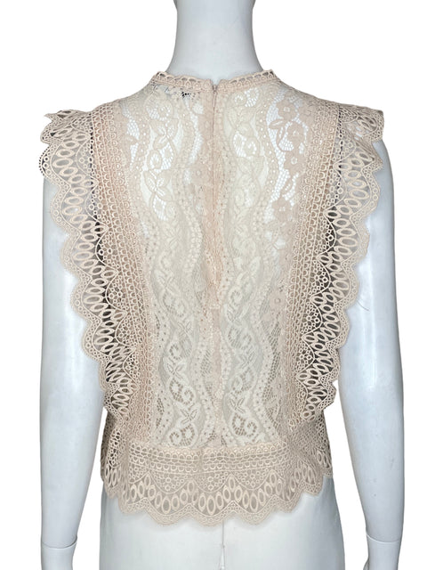 Blusa Zara Troquelado Cropped Beige - Talla S
