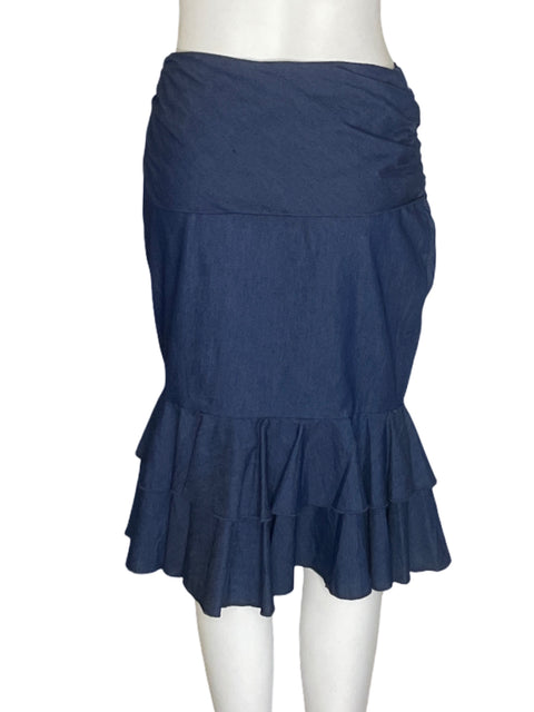 Falda Itala de Algodón Ruchas Ajustado Azul - Talla S