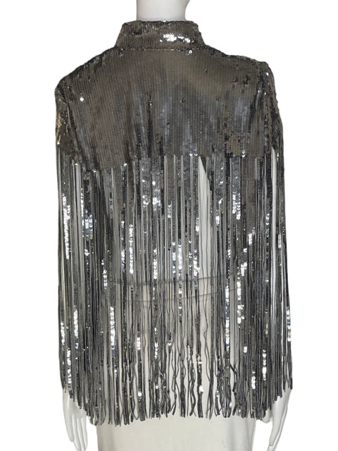 Hombrera Zara Flecos Lentejuela Plateado - Talla S