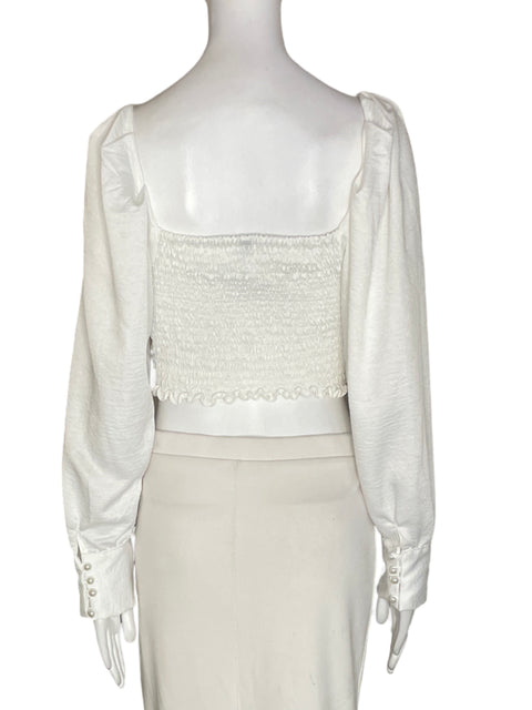 Blusa Zooca Abullonado Liso Blanco - Talla M