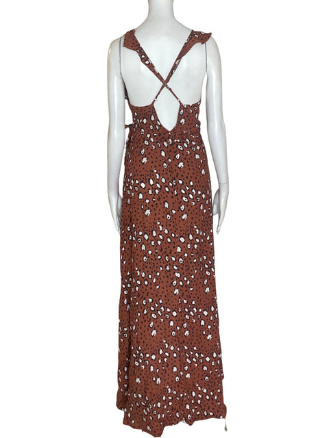 Vestido Naf Naf Estampado Ruchas Marrón - Talla S