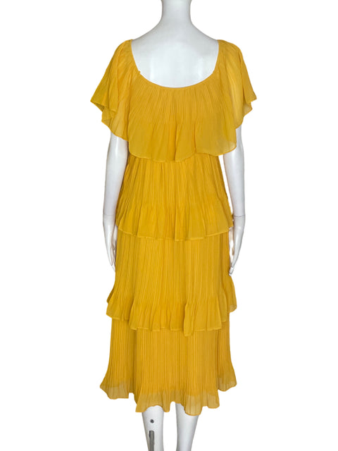 Vestido Just Me Ruchas Midi Amarillo - Talla S