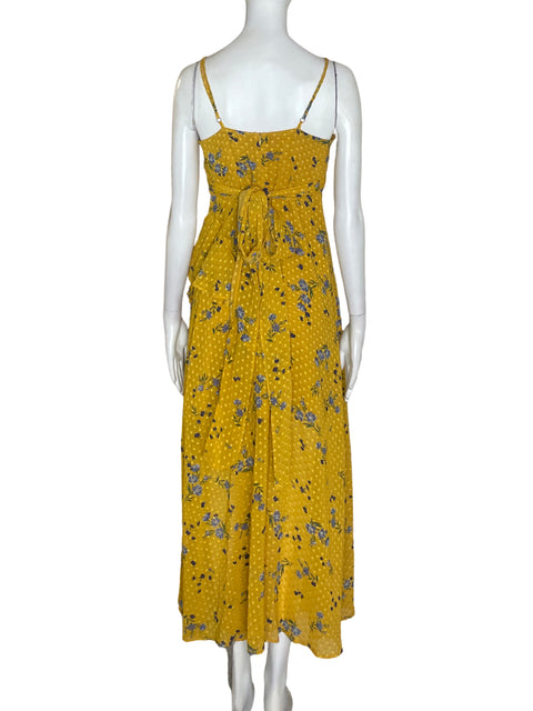 Vestido Astr The Label Estampado Tiras Amarillo - Talla S