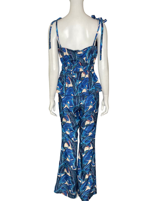 Conjunto Mulla de Lino Wide-leg Estampado Azul - Talla S