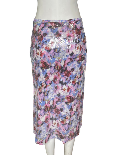 Falda Sfera Lentejuelas Floral Morado - Talla S