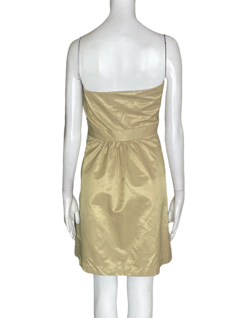 Vestido Kenneth Cole Strapless Satinado Dorado - Talla 4