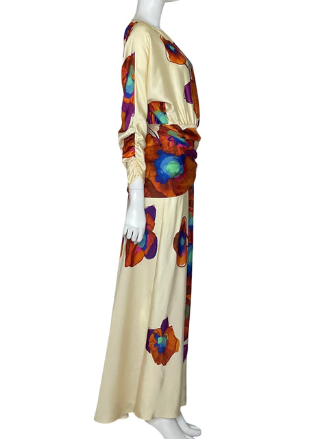 Vestido Purificación García Floral Maxi Beige - Talla M