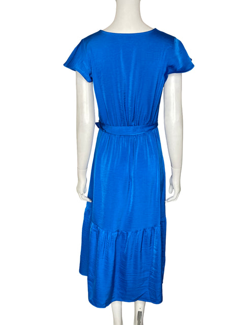 Vestido Lucky Brand Mangas flutter Satinado Azul - Talla S