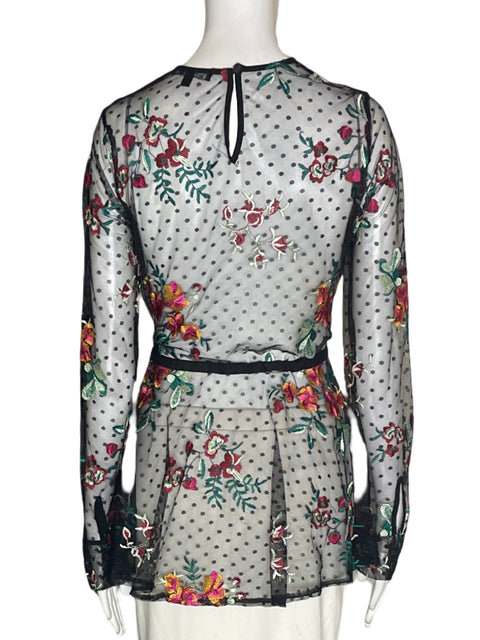 Blusa Brach Brach Transparente Floral Negro - Talla M
