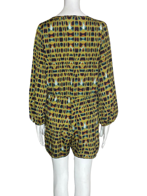 Romper Cq By Cq Cuello v Estampado Amarillo - Talla M