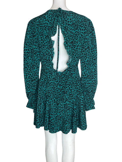 Vestido Double Crazy Cuello v Mini Verde - Talla L