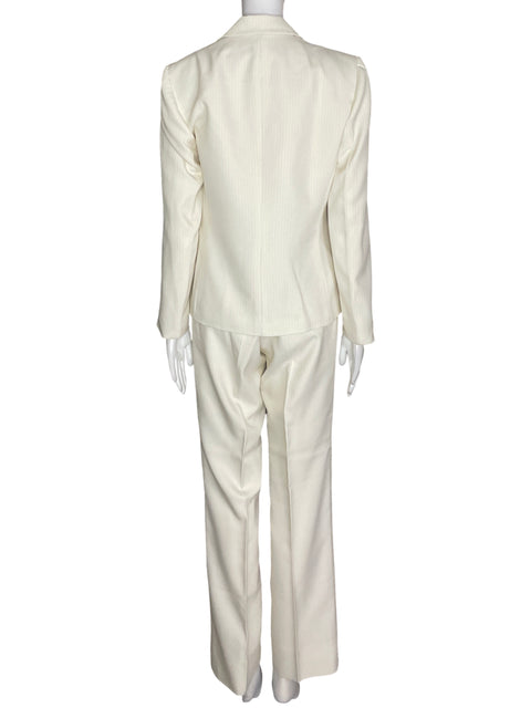 Conjunto Tahari Pantalón/blazer Botones Blanco - Talla 6