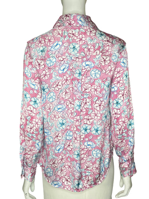 Blusa Zara Estampado Satinado Rosado - Talla S