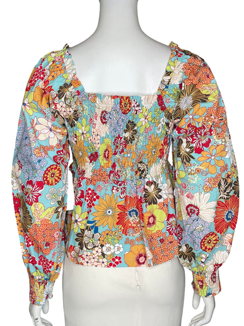 Blusa Listicle Mangas abullonadas Azul - Talla S