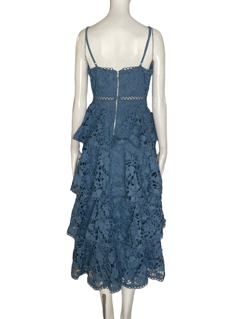 Vestido Just Me Tiras Ruchas Azul - Talla S