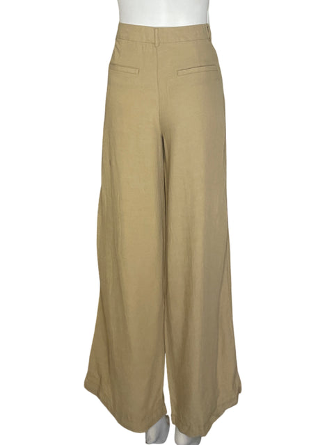 Pantalón Zara Recto Wide-leg Beige - Talla S
