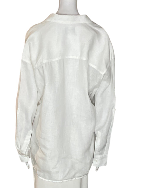 Camisa Babaton de Lino Botones Manga larga Blanco - Talla M
