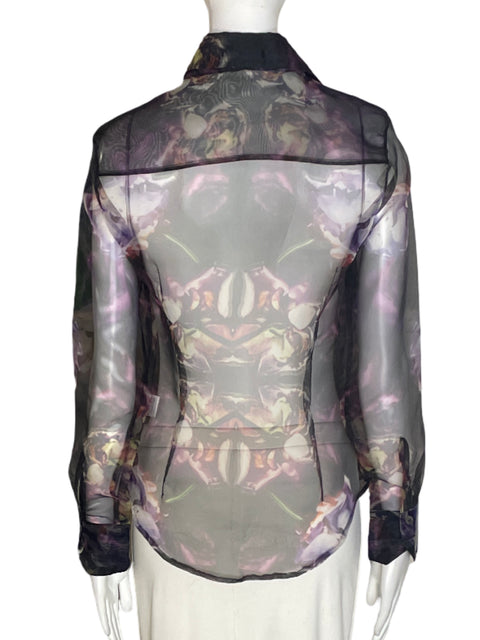 Camisa Daisy Shely Transparente Estampado Negro - Talla S