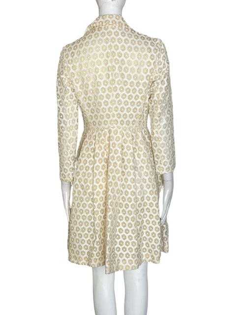 Vestido Giam Battista Valli de Algodón Estampado Midi Beige - Talla S
