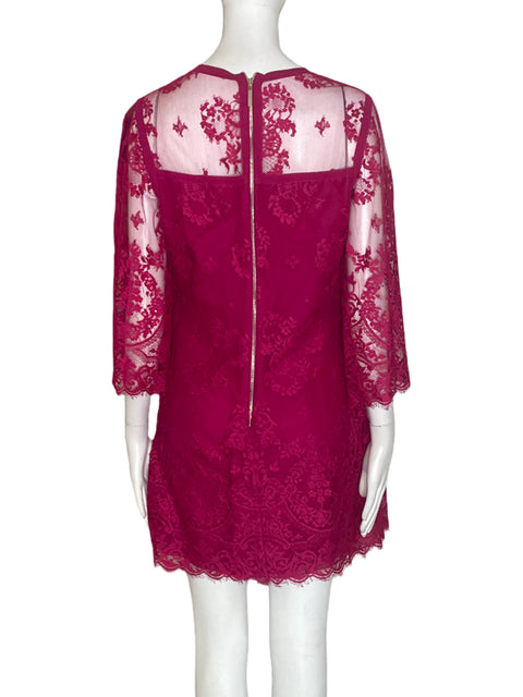 Vestido Elie Saab Encaje Midi Rosado - Talla 40