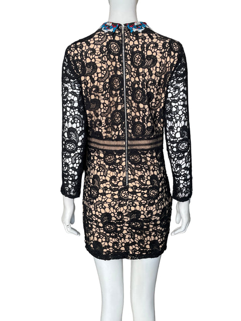 Vestido Embellished Troquelado Midi Negro - Talla S