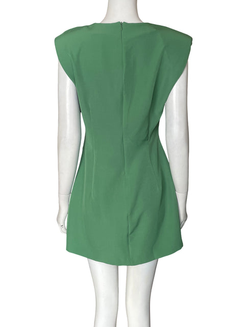 Vestido Zara Midi Hombreras Verde - Talla M