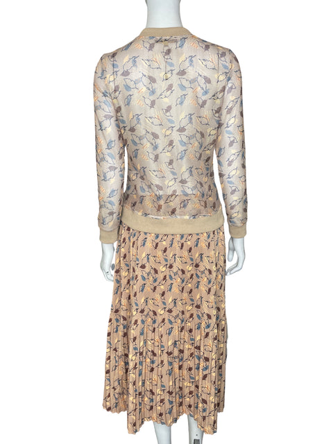Conjunto Majesteen Manga larga Plisado Beige - Talla 36