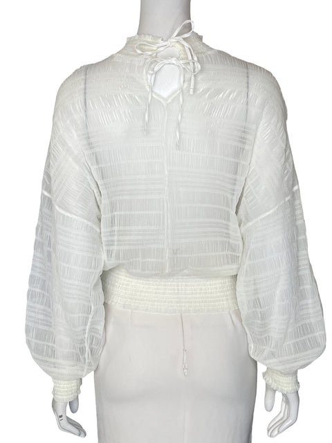 Blusa Mango Malla Plisado Blanco - Talla S