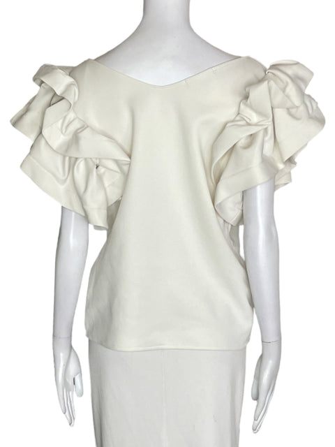 Blusa Adriana Capasso Ruchas Liso Blanco - Talla M