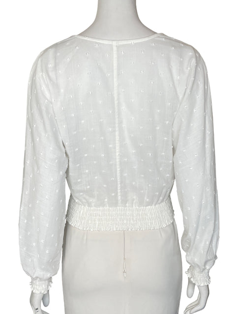 Blusa Sybilla de Algodón Cuello v Vuelos Blanco - Talla S