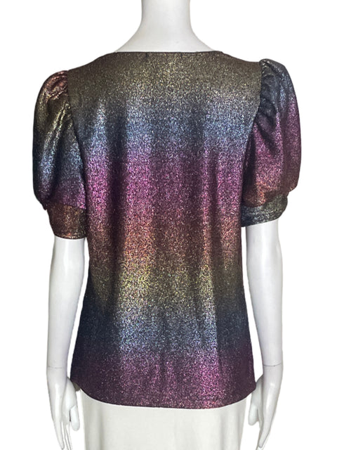 Blusa Internacional Conceps Cuello v Abullonado Morado - Talla M