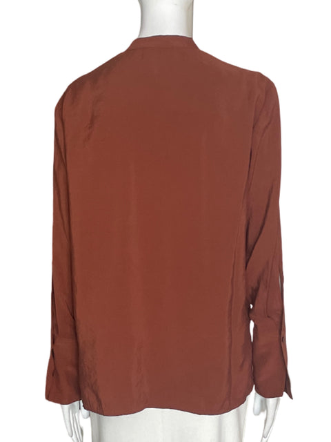 Camisa Zara Cuello redondo Manga larga Marrón - Talla XS