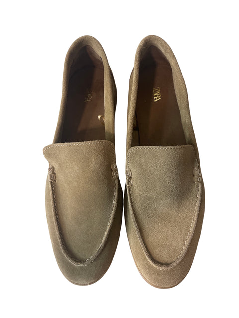 Zapato Zara Mocacines Terciopelo Beige - Talla 38