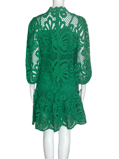 Vestido Jin Light Troquelado Midi Verde - Talla M