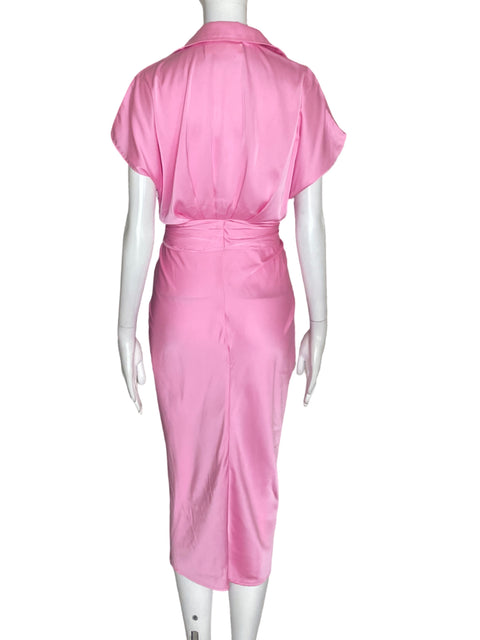 Vestido Vía Vai Liso Satinado Rosado - Talla M