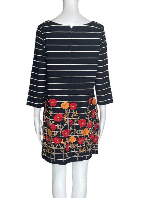 Vestido Lands End Rayas Floral Negro - Talla 8