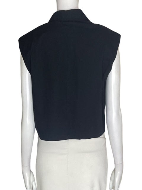 Blusa Pistola de Algodón Sin mangas Botones Negro - Talla S