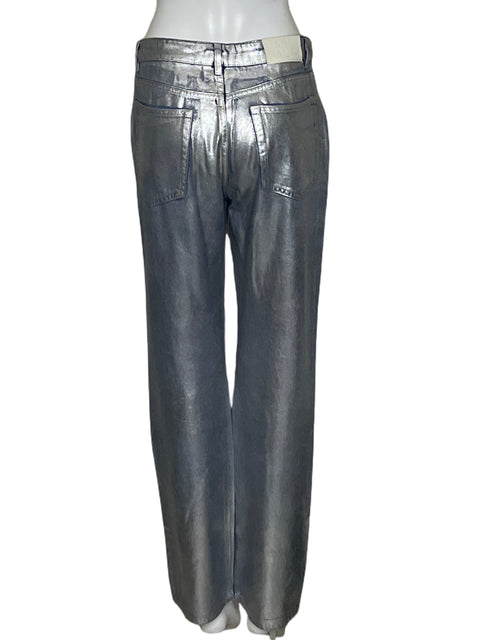 Pantalón Jaspal Metalizado de Algodón Plateado - Talla 27