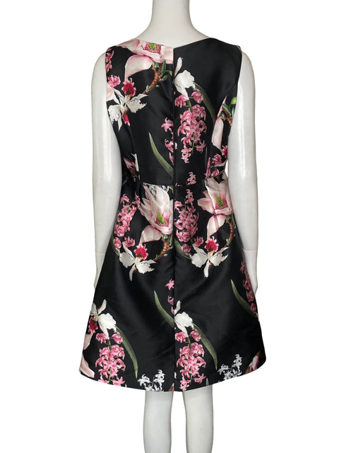 Vestido De Fiesta Dennise Lamore Midi Estampado Floral Negro - Talla M